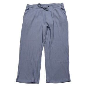 Lands End 2X Sweatpants Women's 20W-22W Blue Ribbed Comfy Loungewear Pajamas